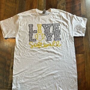 Gildan White Live Love Softball Tee
